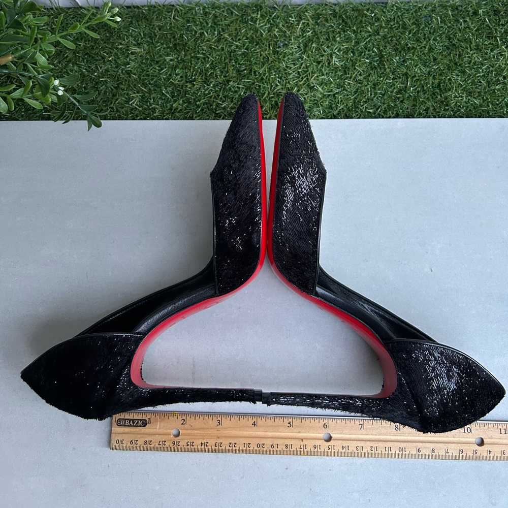 Christian Louboutin Iriza Black Vel Papillon Half d'Orsay Pump size 37 - Picture 15 of 17